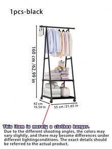 1pc Improves Space, Multifunctional, Floor Standing Coat Rack, Wardrobe Rack With Wheels, Movable, Stable, Fashionable, Easy To Disassemble And Install, Portable, Suitable For Living Room, Bedroom, Entrance, Office, Home - Multicolor - View 3