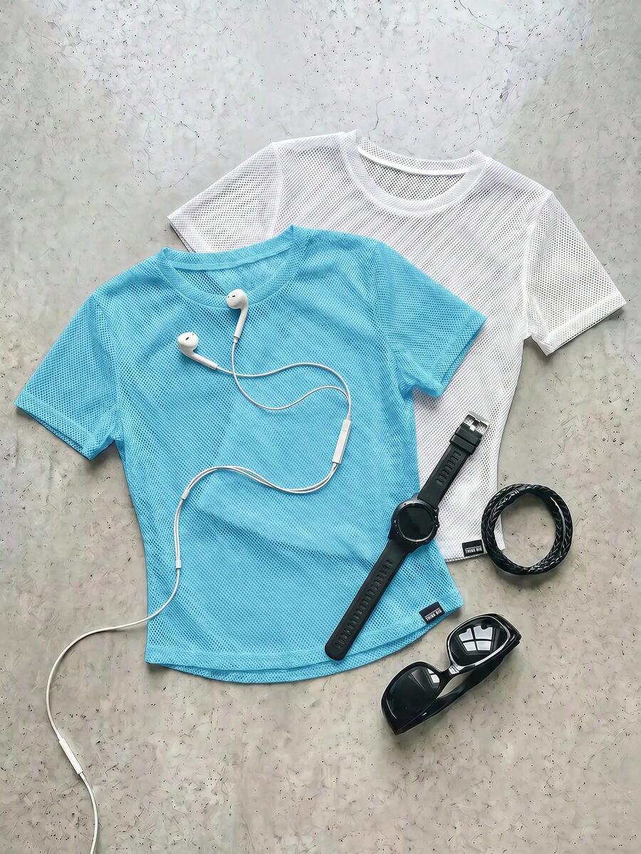 Cheerettes Women's Solid Color Round Neck Casual Versatile Daily Wear Sports T-Shirt - Multicolor - View 1