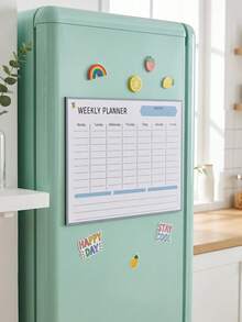 Zazumi 1PC Magnetic Weekly Monthly Planner Board, Flexible Soft Magnet With Grid Calendar Layout, Dry Wipe Reusable Writing Surface For Scheduling, Memo Board For Fridge Metal Surfaces To Track Daily Tasks And Household Plans. - multicolor - View 5