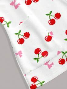 PopScrub Women's Scrub Top, Cherry Bow Print Pattern, Suitable For Work Commute, Pet Hospital - Multicolor - View 5