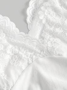 SHEIN x PRISCILA & JIMENA ROMWE PUNK Contrast Lace Halter Top - White - View 2