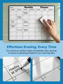 Zazumi 1PC Magnetic Weekly Monthly Planner Board, Flexible Soft Magnet With Grid Calendar Layout, Dry Wipe Reusable Writing Surface For Scheduling, Memo Board For Fridge Metal Surfaces To Track Daily Tasks And Household Plans. - multicolor - View 13
