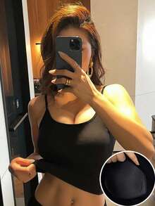 DAZY 女款鏤空露背繫帶細肩帶內搭夏季穿搭打底上衣 - 黑色 - 查看 3