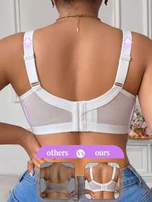 LustreForm Plus Size White Underwire Lace Patchwork Embroidered Comfortable Wide Strap Thin Bottom Push-Up Bra 1pc - White - View 2