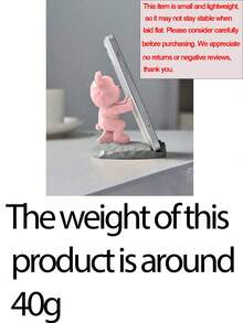 1pc Cute Phone Stand, Cartoon Bear Shaped Phone Holder, Compatible With Both Mobile Phones And Tablets, Suitable For Office Desktop, Bedside, Living Room, Study, Bedroom, Gifts Back To School - pink kicking bear - View 1