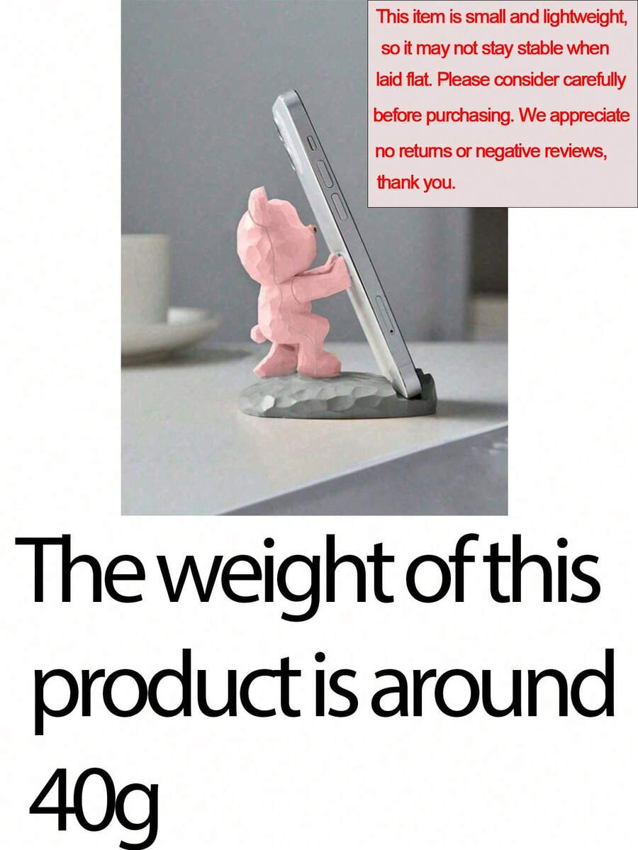 1pc Cute Phone Stand, Cartoon Bear Shaped Phone Holder, Compatible With Both Mobile Phones And Tablets, Suitable For Office Desktop, Bedside, Living Room, Study, Bedroom, Gifts Back To School - pink kicking bear - View 1