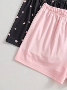 4pcs Women's Round Neck Bow & Star Print Short Sleeve Shorts Casual Knit Pajamas Homewear Set - Multicolor - View 6