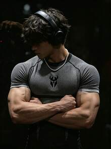 RISE LYT Men's Contrast Color Versatile Fashion Round Neck Short Sleeve Sports T-Shirt, Gym - Multicolor - View 6