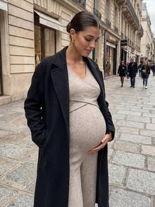 MaterniWear 孕婦純色哺乳功能休閒日常穿著連身褲 - 卡其色 - 查看 4