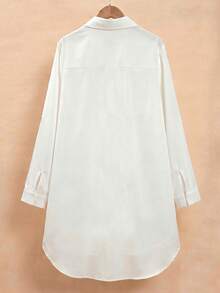 SHEIN Franclia 女款素色休閒百搭日常穿著襯衫 - 白色 - 查看 2