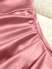 SHEIN Franclia 女款純色百褶休閒約會派對掛脖洋裝 - 粉色 - 查看 5