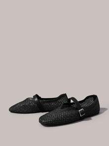 Styleloop Ladies, Willow Nails, Buckles, Flat Shoes. - Black - View 3