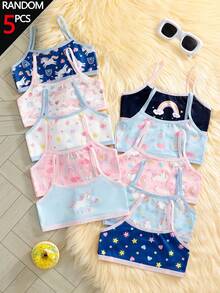[5pcs Random Assortment]Girls' Sweet Fashion Multi-Color Underwear, Patterns Cartoon Graphic White, Pink Ribbon Sweet, Made Of Soft All Seasons - Multicolor - View 4