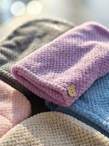 1pc Coral Fleece Thickened Hair Drying Hat, Cute Head Wrap Bath Cap, Quick Drying Hair Towel For Home Use, Suitable For Daily Life Hair Sleep Cap Sleep Bonnet - Multicolor - View 6