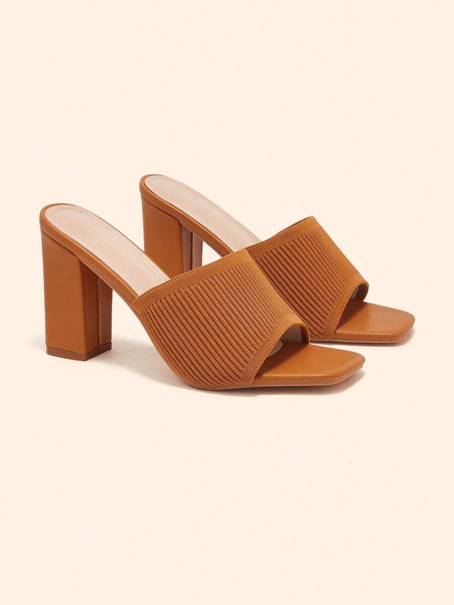 CUCCOO BASICS CUCCOO Minimalist Commuter Versatile Open Toe Mule High Heel Sandals For Christmas - Red Brown 2 - View 1