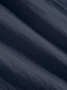Manfinity Hypemode Pantalones cortos casuales y cómodos de algodón y lino con cordón para hombres, para vacaciones - Azul Marino - Ver 6