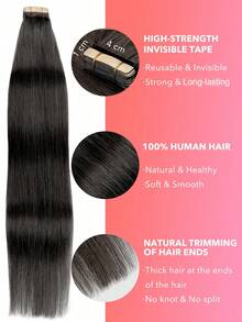 20PCS Straight Tape In Human Hair Extensions 100% Real Remy Human Hair 14-24inches Natural High Quality 50G/Pack For Salon Silky Seamless Invisible PU Tape In Hair Extensions - S2 - View 3