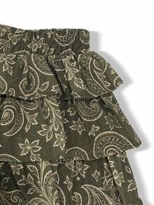Rina Fox Women's All-Over Print Puff Ruffle Hem Cake Style Skirt, Spring/Summer - Green - View 7