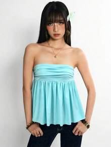 Rina Fox 2026夏季/秋季新款純色Y2K街頭風女士抹胸上衣 - 薄荷綠 - 查看 6