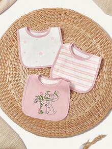 Cozy Pixies 3件組嬰兒圍兜 可水洗清潔，3套刺繡可愛動物圖案圍兜，適合新生兒禮物 - 彩色 - 查看 5
