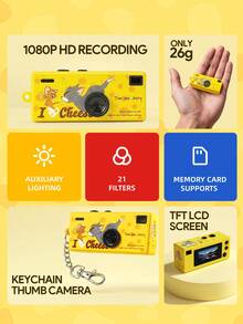 TOM & JERRY X Joivida Mini Keychain Camera, Thumb Carema, 1080 P FHD Mini Retro Digital Camera, Tiny Portable Small CCD Cameras, Vintage Compact Micro Cameras - View 3
