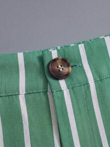 SHEIN Franclia Fashionable Vacation Versatile Striped Set - Green - View 5