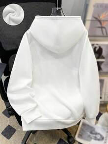 SHEIN 青少年男孩休閒寬鬆舒適百搭素色運動衫 - 白色 - 查看 2
