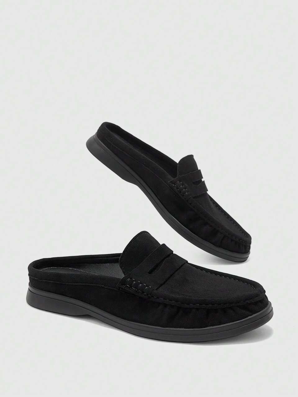 CUCCOO BIZCHIC Women's Fashion Black Suede Soft Sole Comfortable Women's Flat Shoes Mules Shoes Outdoor Versatile Commuting Light And Comfortable Loafers Flat Women's Shoes