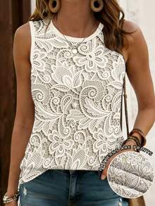 Calvaya Plus Size Solid Color Textured Sleeveless Round Neck Tank Top - Multicolor - View 1