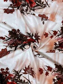 SHEIN Clasi 2件組女款印花洋裝與豹紋襯衫，夏季外出穿搭套裝 - 酒紅色 - 查看 9