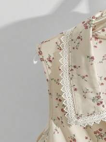 GlowEve CURVE Plus Size Women's Sleeveless Woven Spring/Summer Gentle French Western Floral Patchwork Lace Fashion Versatile Sweet Vintage Camisole Tank Top Beige - Apricot - View 4