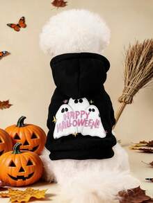 PETSIN 1pc Universal Halloween Hoodie For Cats And Dogs, Embroidered Spider Ghost Casual And Comfortable Clothing, Suitable For Daily Outdoor Walks, Halloween Candy Hunts, And Holiday Atmosphere Pet Photos - Multicolor - View 3