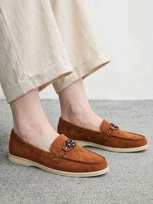 CUCCOO BIZCHIC Fashion Women Comfortable Casual Round Toe Flat Bottom Vacation Loafers Brown Slip-On Flat Bottom Sleeve Knitted Spring And Autumn Women's Shoes - Brown - View 3