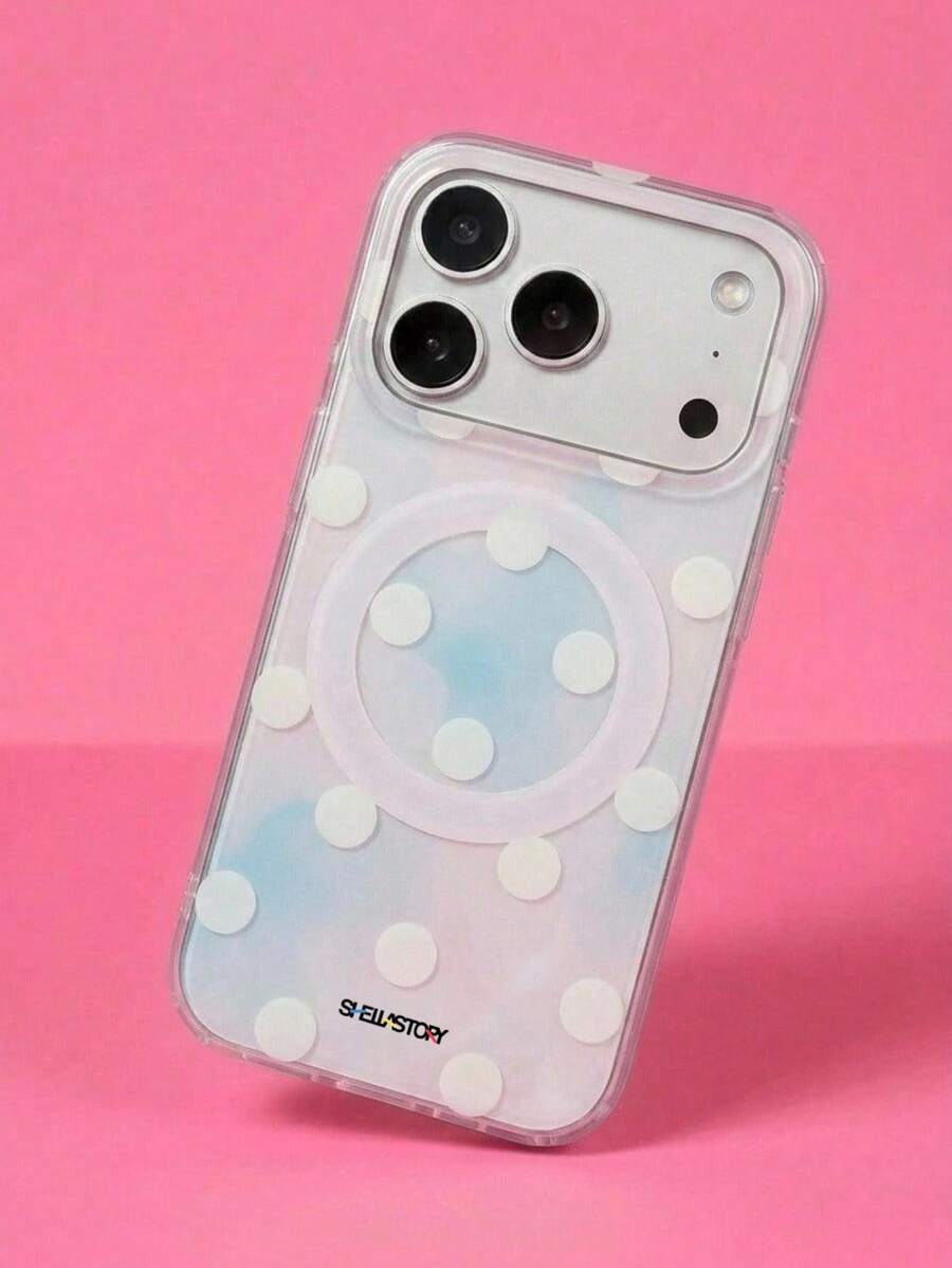 ShellaStory Simple Polka Dot Soft Magnetic Wireless Charge Phone Case Compatible With IPhone 17 Pro Max 17 Pro 16 14 13 15 Pro Max 14 15 16 Plus 14 15 13 16 17 Minimalist Gradient Protection Shockproof Bumper Cover