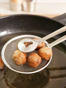 Haus Hana Stainless Steel 2-In-1 Frying Filter Clip Hollow Oil Filter Food Clip Oil Drain Clip Oil Scoop Food Oil Separation Scoop - stainless steel - View 3