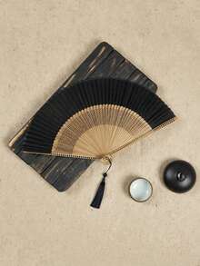 Zazumi 1/2支装可折叠手持扇，带流苏，适合户外旅行、舞蹈表演、旗袍穿着、拍照道具等。 - 扇子 - 查看 7