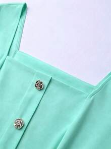 Franclia Plus Size Summer Casual Elegant Versatile Solid Color Short Sleeve T-Shirt Office Mint Green - Mint Green - View 3