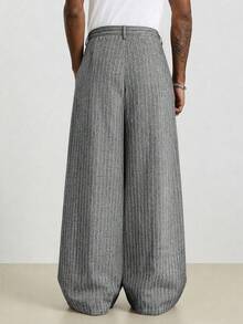 TOKVUE Casual Striped Sport Straight Leg Pants For Men, Loose Fit Solid Color Versatile Long Trousers, Spring/Autumn, Fall - Light Grey - View 2