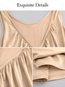 SOLERSUN Plus-Size Women's Deep V-Neck Slim-Fit Dress Suitable For Party, Formal, And Gathering Occasions. - Khaki - View 8