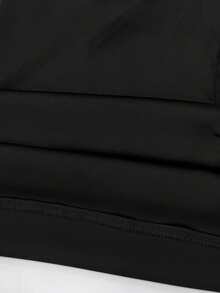 Sweetra Solid Color Halter Draped Open Back Tie Camisole - Black - View 5