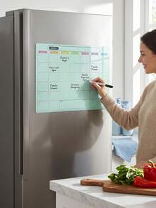Zazumi 1PC Magnetic Weekly Monthly Planner Board, Flexible Soft Magnet With Grid Calendar Layout, Dry Wipe Reusable Writing Surface For Scheduling, Memo Board For Fridge Metal Surfaces To Track Daily Tasks And Household Plans. - multicolor - View 6