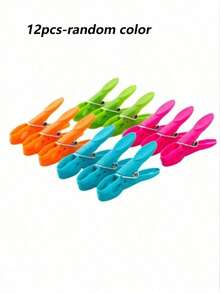 12/24/48/96Pcs Clothes Pegs & Cleaning Clips Set, 73mm Colorful Plastic Heavy Duty Spring Laundry Clips, Back To School Essential, Ideal For Clothes Towels Socks, Random Color - Multicolor - View 10