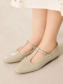 MOTF PREMIUM WOMEN'S T-STRAP FLAT SHOES - Beige - View 10
