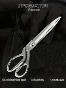 One Pair Of Professional Sewing Scissors, Stainless Steel Tailor Shear, Fabric Needlework Cutting Scissors, Dressmaker Tailor Scissors - Silver - View 11