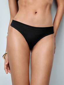 Softvol 5pcs/Pack Women's Sexy Solid Color Cotton Breathable Bikini Panties,Halloween Costumes For Women - Black - View 4
