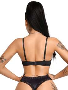 AltBold 1 Stück Damen Spitzen-Patchwork-String - Schwarz - Übersicht 2