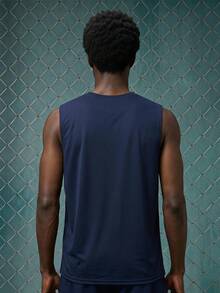 EVRINFINITE Men's Fashionable Sleeveless Top, Suitable For Summer Couple Matching Outfit Vacation. - Navy Blue - View 3