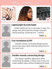 Boho Braids 100%真人发丝，深波浪羽毛线波西米亚风钩编发，真人发沙龙级丝滑无痕隐形接发，适合发量较少的女性，微环预编真人发接发 - SNATURAL/30 - 查看 10