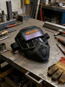 1Pc Auto Darkening Full Face Welding Helmet, Split Type Auto Shade Welding Goggles, Lightweight Heat Insulated Anti-Glare Anti-Scald Protective Mask For Industrial, Auto Repair & Welding Safety Work - Black - View 6