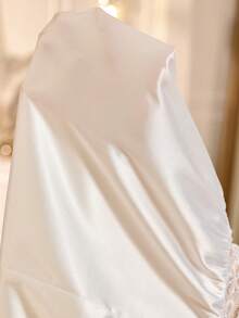 MuseNap CURVE Große Größen Satin Nachthemd, elegantes Spitzenbesatz V-Ausschnitt Kurzarm langes Kleid mit Seitenschlitz und ausgestelltem Saum, Hochzeits-Brautjungfernkleid, Jahrestag Outfit, Kleid - Weiss - Übersicht 7
